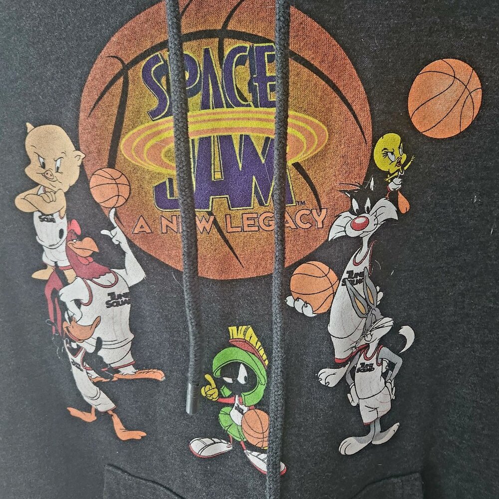 D17  Vintage Looney Tunes Space Jam Hoodie Medium with the gang = Tune Squad